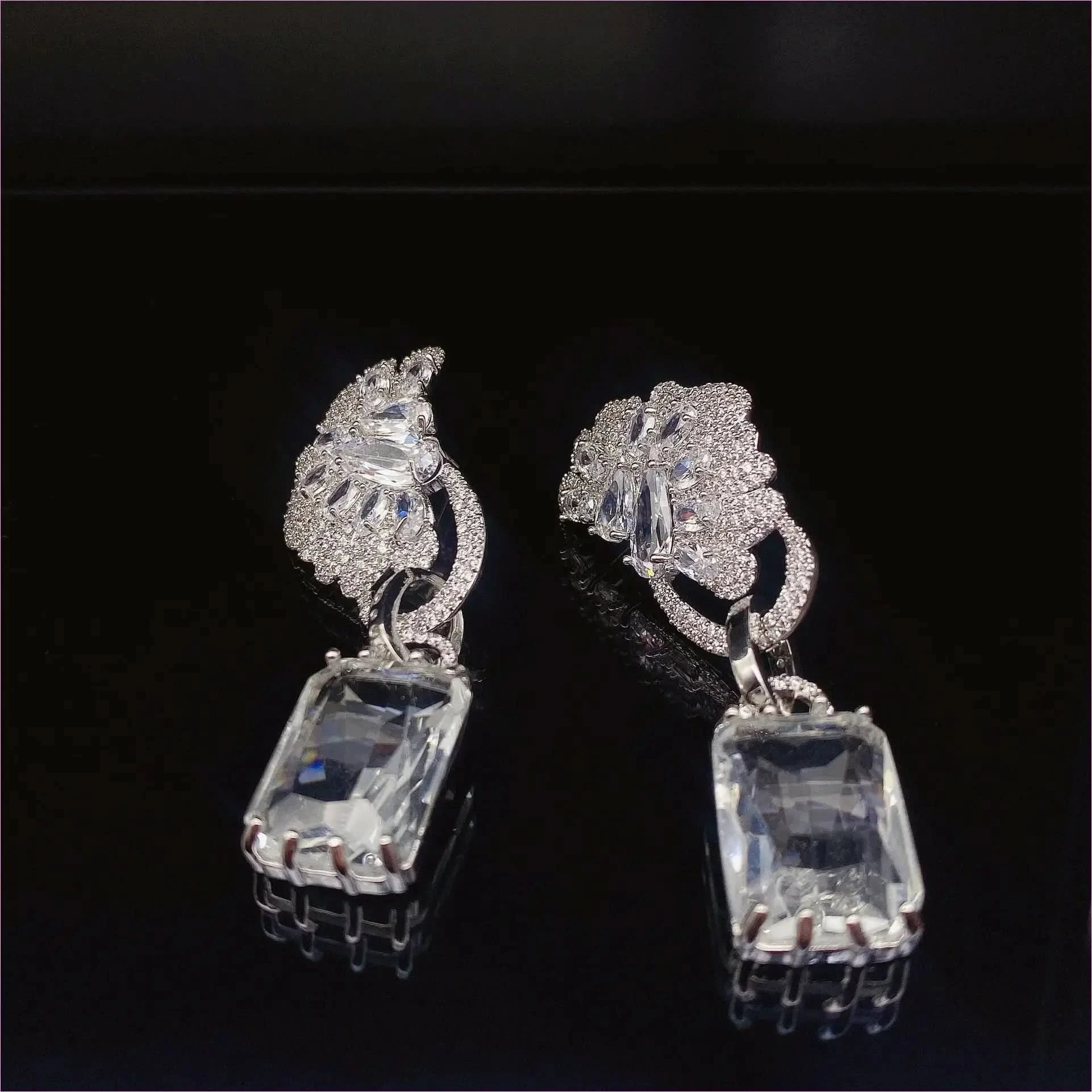 Colorful Rhinestone Precision Micro Inlaid Gold-toned Earrings - Pleasures and Sins