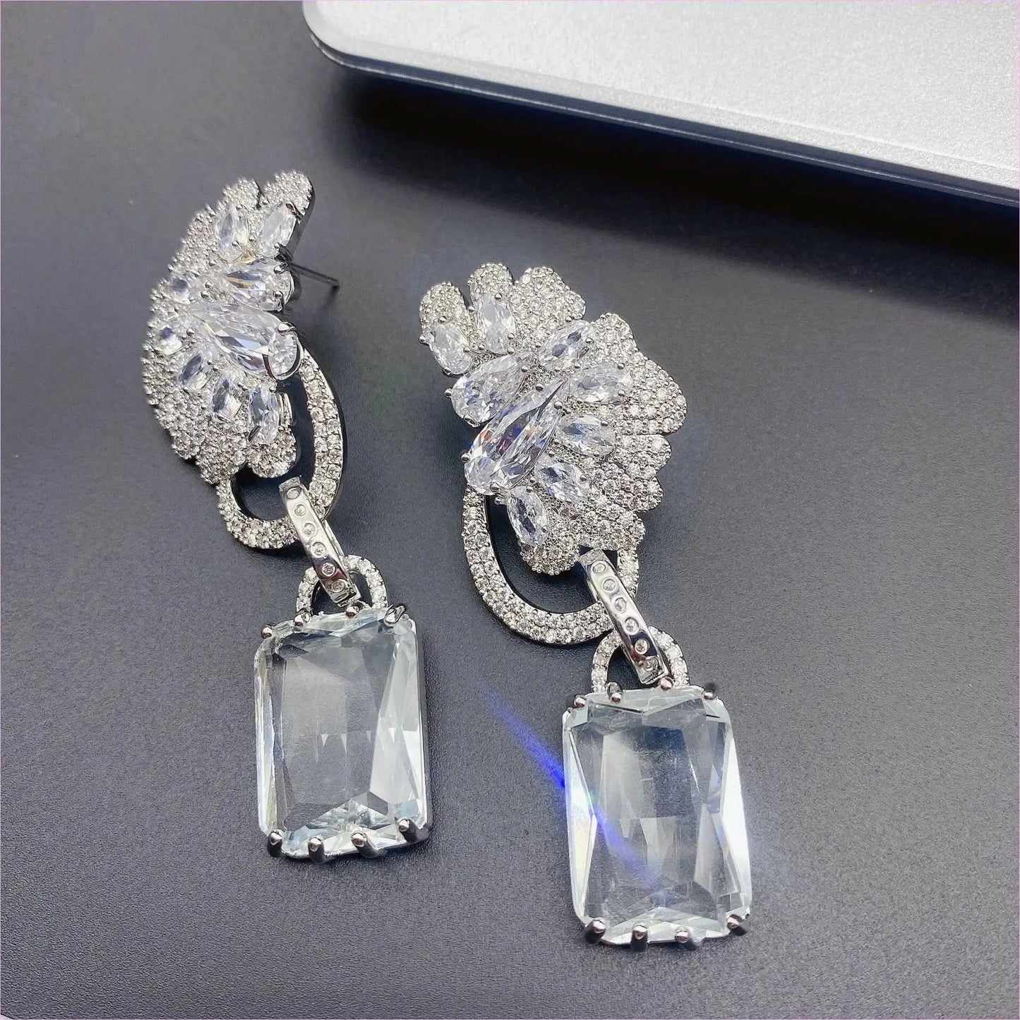 Colorful Rhinestone Precision Micro Inlaid Gold-toned Earrings - Pleasures and Sins