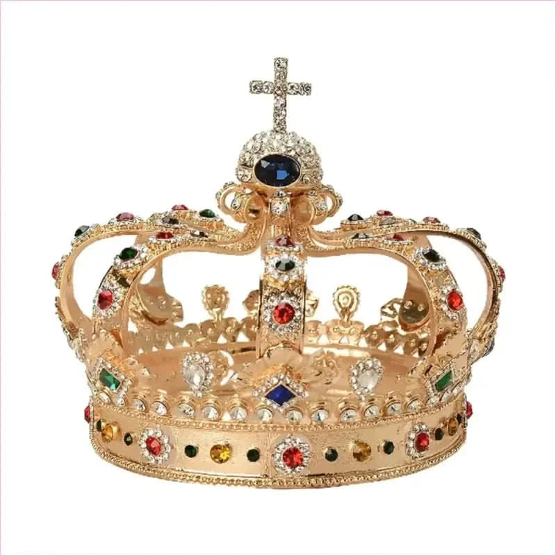 Colorful Royal Crystal Crown Headpiece for Men and Women Pageants - Pleasures and Sins