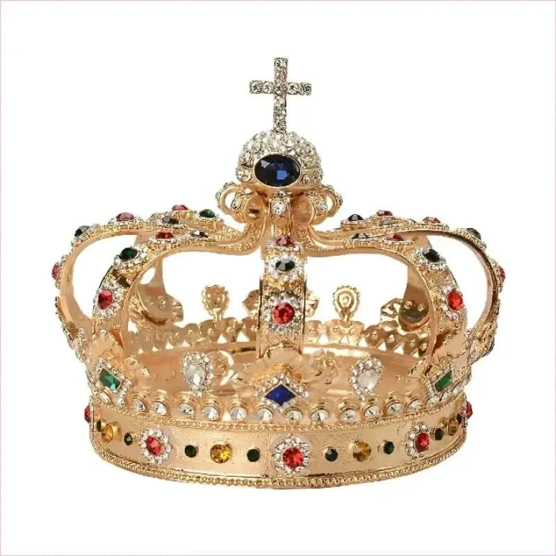 Colorful Royal Crystal Crown Headpiece for Men and Women Pageants - Pleasures and Sins