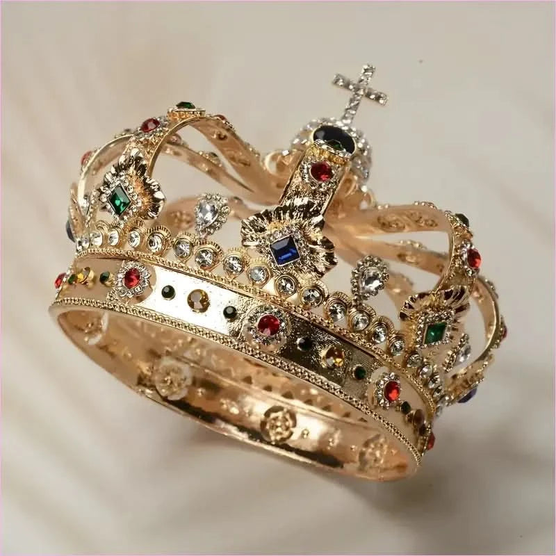 Colorful Royal Crystal Crown Headpiece for Men and Women Pageants - Pleasures and Sins