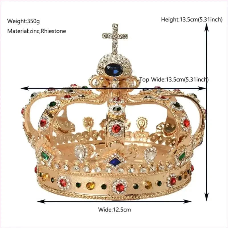 Colorful Royal Crystal Crown Headpiece for Men and Women Pageants - Pleasures and Sins