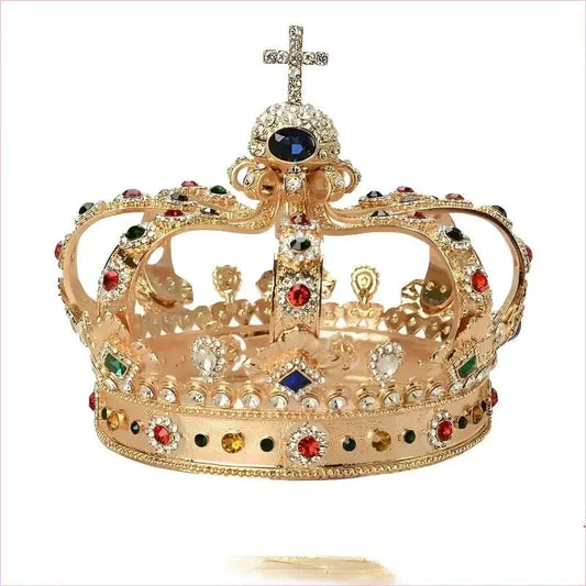 Colorful Royal Crystal Crown Headpiece for Men and Women Pageants - Pleasures and Sins