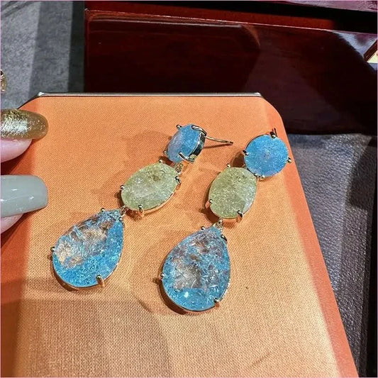 Colorful Sparkling Ice Flower Cut Earrings Full of Diamonds - Pleasures and Sins