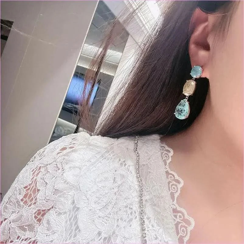 Colorful Sparkling Ice Flower Cut Earrings Full of Diamonds - Pleasures and Sins