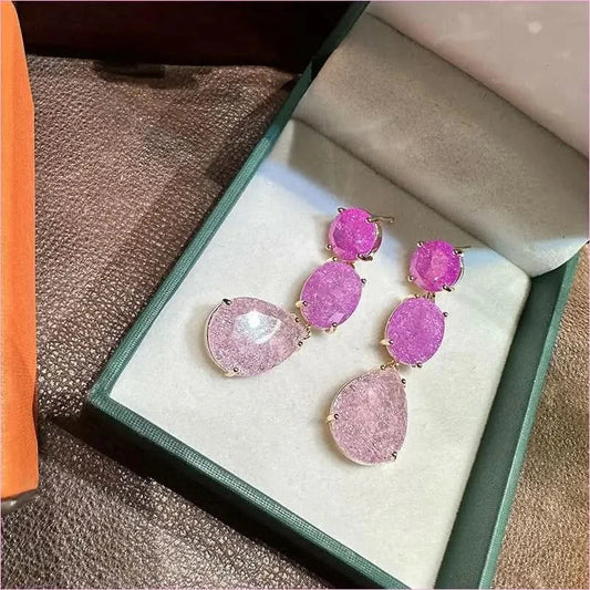 Colorful Sparkling Ice Flower Cut Earrings Full of Diamonds - Pleasures and Sins