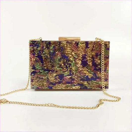 Colorful Womens Pearl Acrylic Dinner Clutch Bag with Gold Clasp - Pleasures and Sins