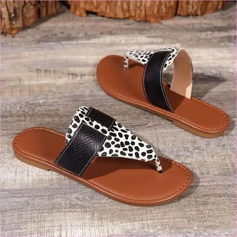 Cow Print Summer Sandals with Camouflage Pattern for Ladies - Pleasures and Sins