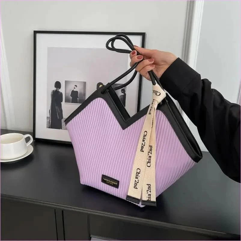 Cream Canvas Tote with Green Trim for Casual Luxury Fashion Students - Pleasures and Sins