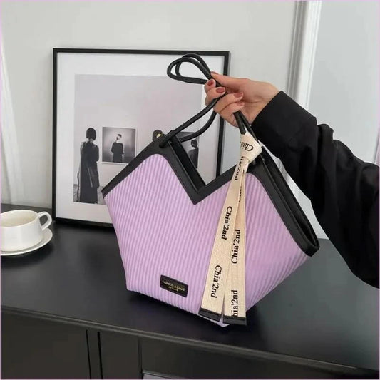 Cream Canvas Tote with Green Trim for Casual Luxury Fashion Students - Pleasures and Sins