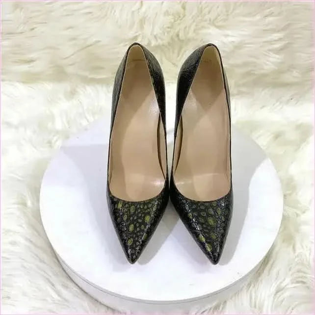Crocodile Effect High Heel Party Shoes with Pointed Toe - Pleasures and Sins