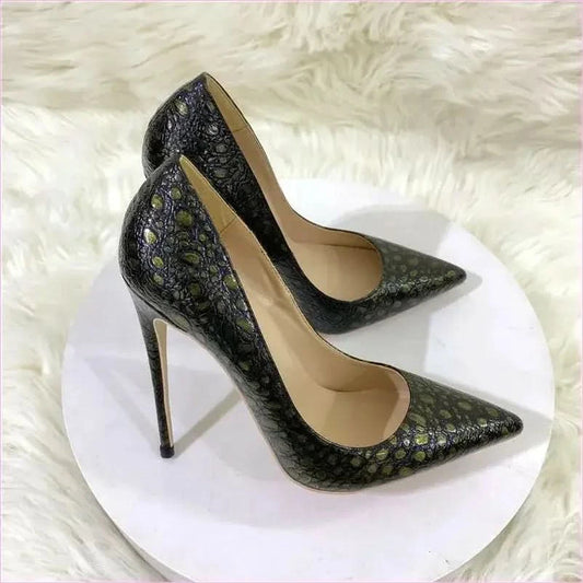 Crocodile Effect High Heel Party Shoes with Pointed Toe - Pleasures and Sins