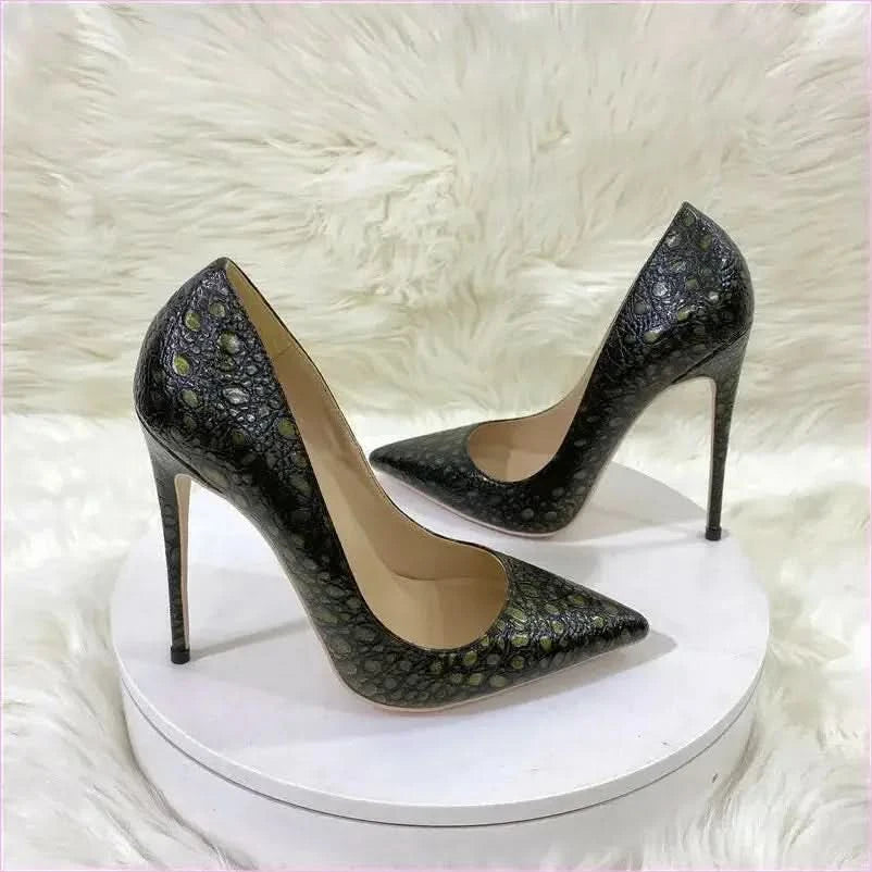 Crocodile Effect High Heel Party Shoes with Pointed Toe - Pleasures and Sins