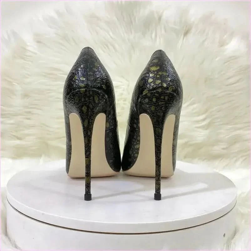 Crocodile Effect High Heel Party Shoes with Pointed Toe - Pleasures and Sins
