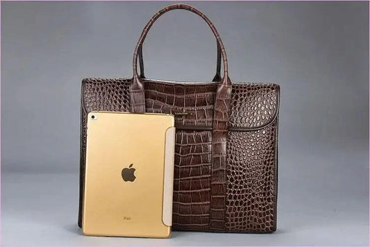 Crocodile Pattern Genuine Leather Briefcase for Laptops - Pleasures and Sins
