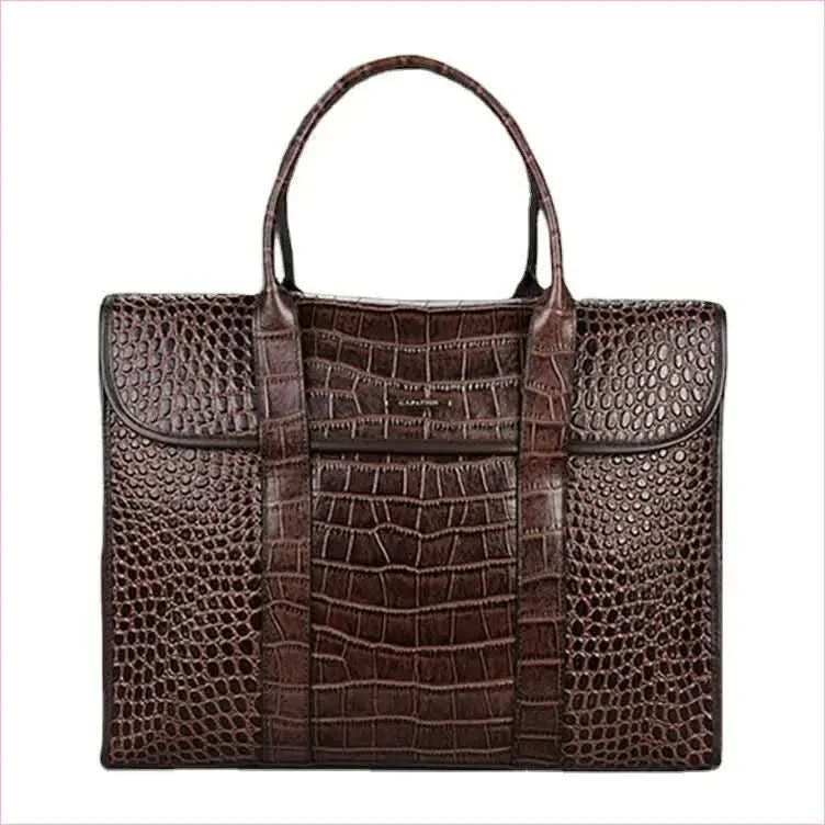 Crocodile Pattern Genuine Leather Briefcase for Laptops - Pleasures and Sins