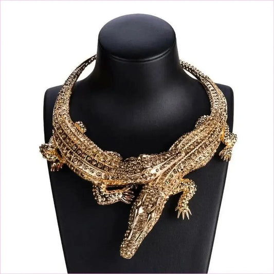 Crystal Crocodile Collar Necklace for a Trendy Look - Pleasures and Sins