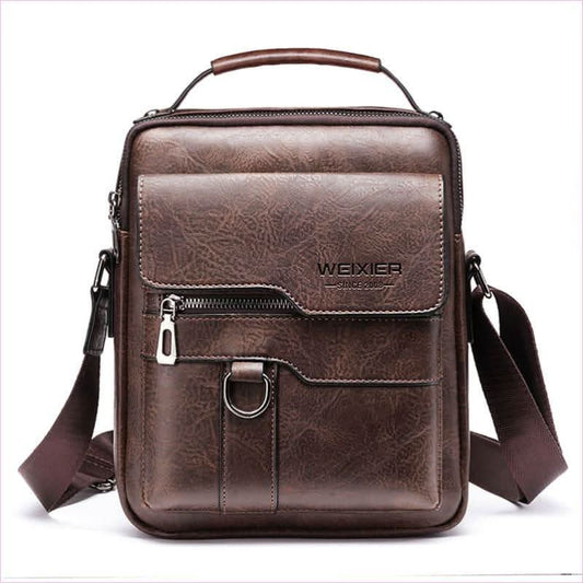 Dark Brown Retro Pu Leather Crossbody Bag for Men Holds 11-inch Tablets - Pleasures and Sins
