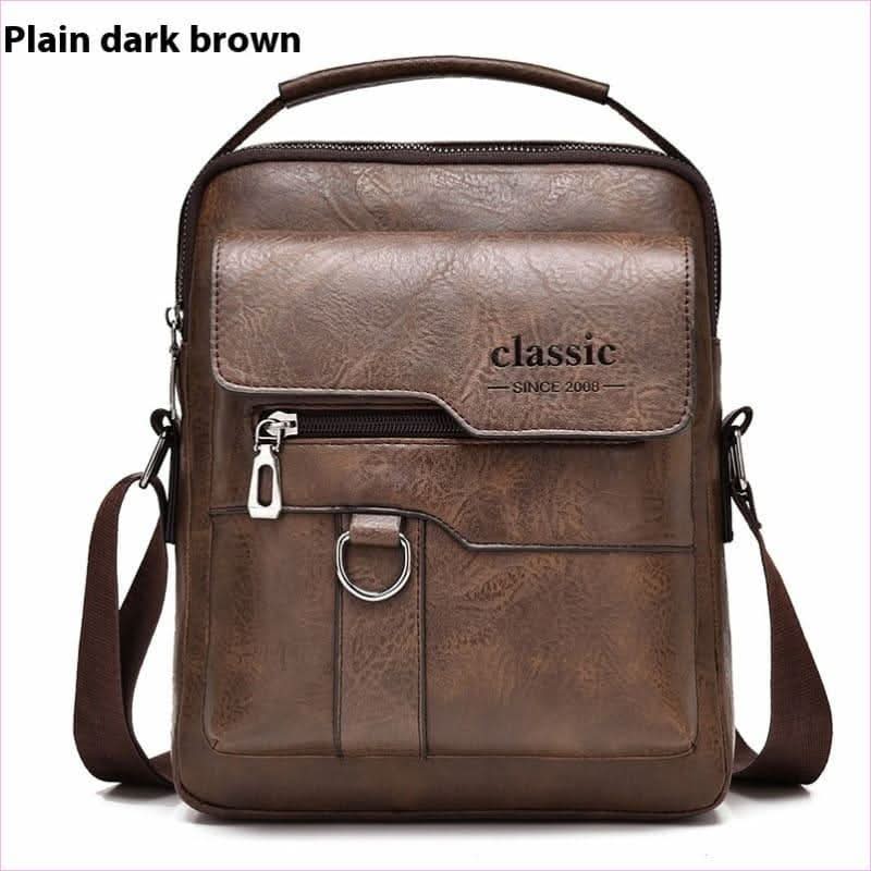 Dark Brown Retro Pu Leather Crossbody Bag for Men Holds 11-inch Tablets - Pleasures and Sins