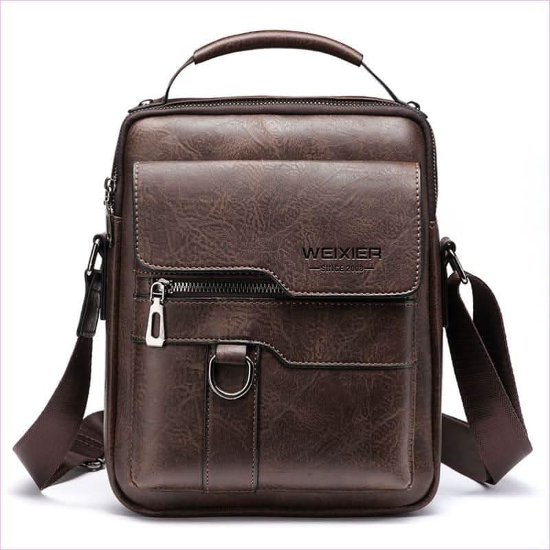Dark Brown Retro Pu Leather Crossbody Bag for Men Holds 11-inch Tablets - Pleasures and Sins
