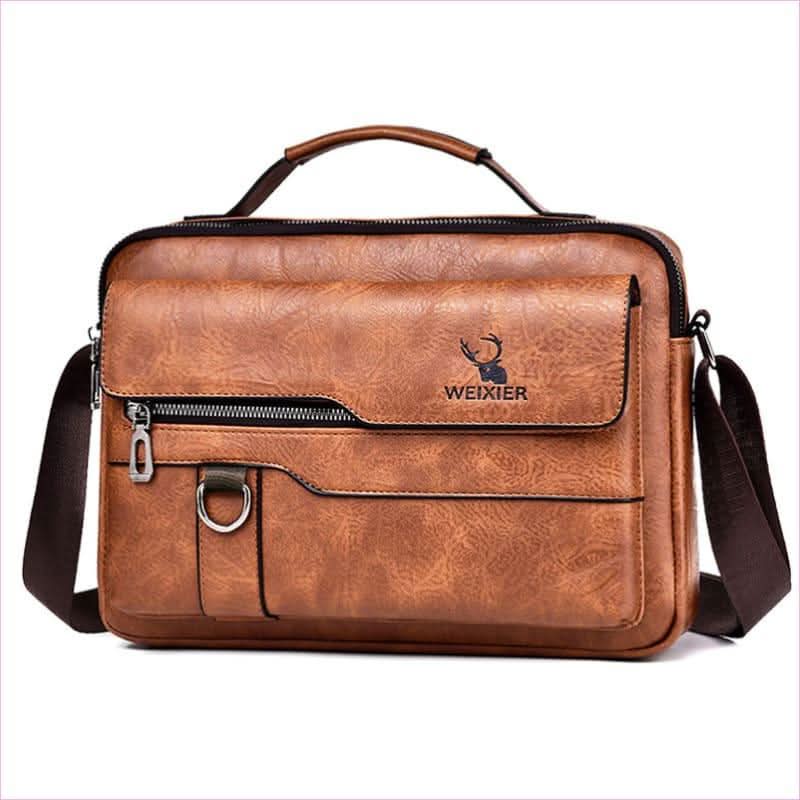 Dark Brown Retro Pu Leather Crossbody Bag for Men Holds 11-inch Tablets - Pleasures and Sins