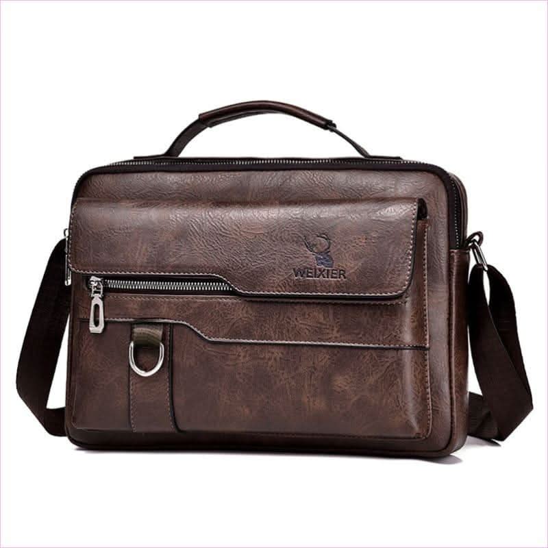 Dark Brown Retro Pu Leather Crossbody Bag for Men Holds 11-inch Tablets - Pleasures and Sins