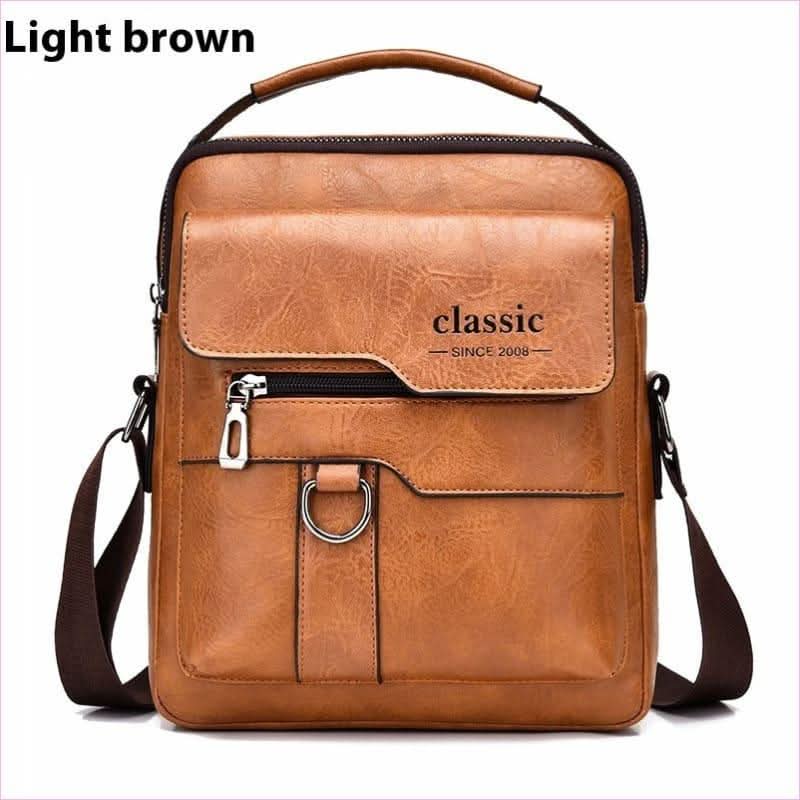 Dark Brown Retro Pu Leather Crossbody Bag for Men Holds 11-inch Tablets - Pleasures and Sins