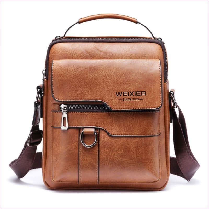 Dark Brown Retro Pu Leather Crossbody Bag for Men Holds 11-inch Tablets - Pleasures and Sins