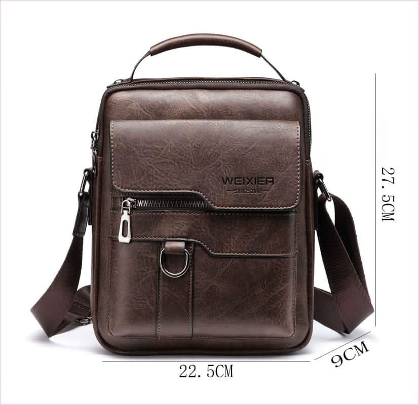 Dark Brown Retro Pu Leather Crossbody Bag for Men Holds 11-inch Tablets - Pleasures and Sins
