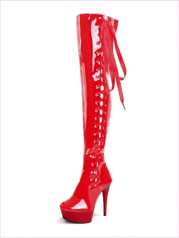 Dazzling Thigh Boots with Crystal Platform for Unmatched Style and Elegance - Pleasures and Sins