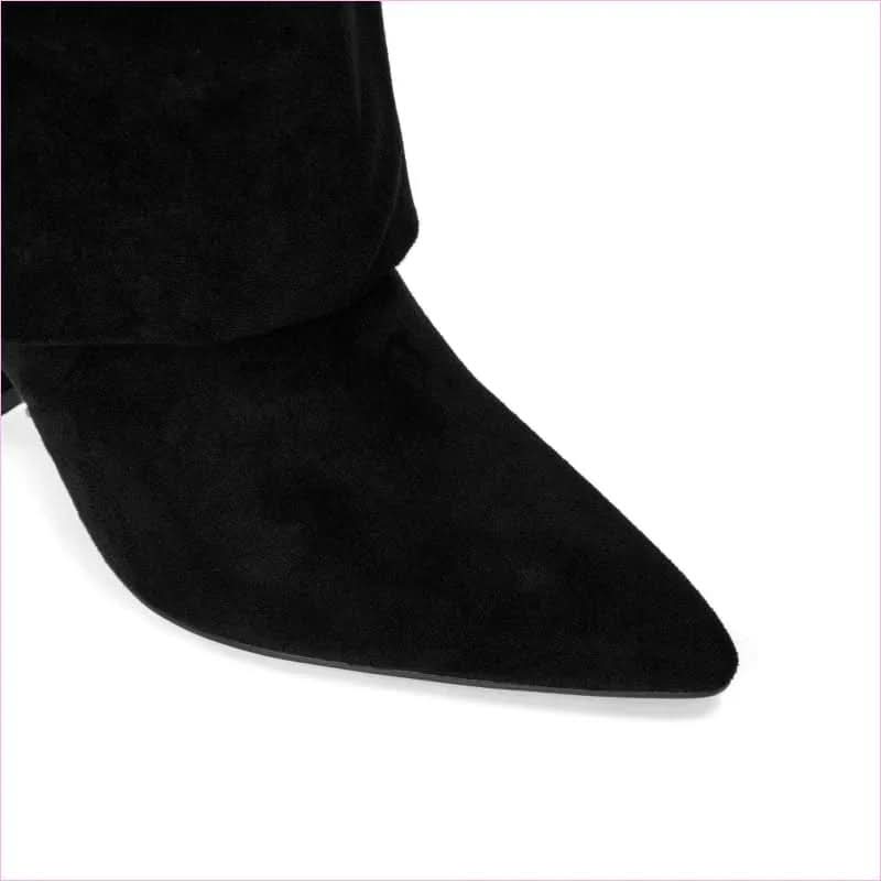 Designeri Style Ladies Pointed Toe Knee High Metal Buckle Boots - Pleasures and Sins