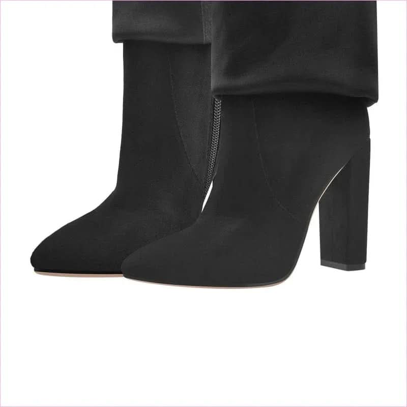 Designeri Style Ladies Pointed Toe Knee High Metal Buckle Boots - Pleasures and Sins