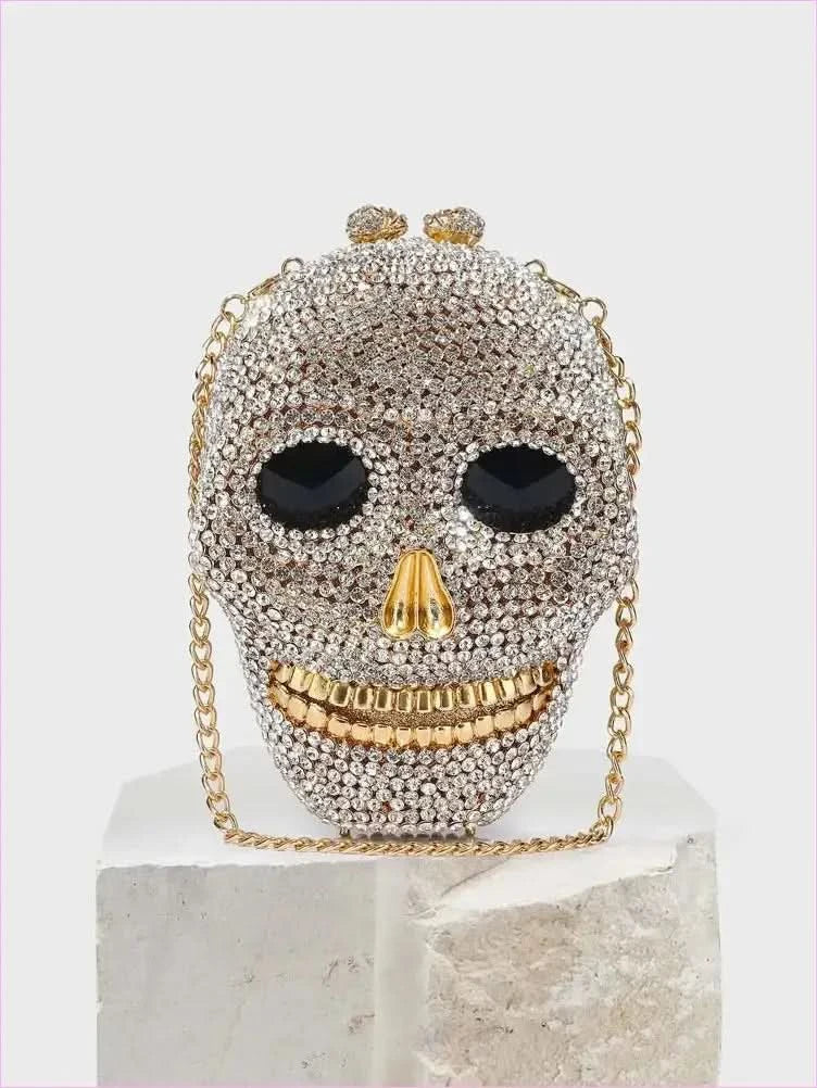 Diamond Halloween Skull Clutch Bag for Spooky Chic Nights - Pleasures and Sins