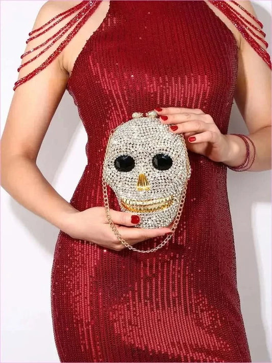 Diamond Halloween Skull Clutch Bag for Spooky Chic Nights - Pleasures and Sins