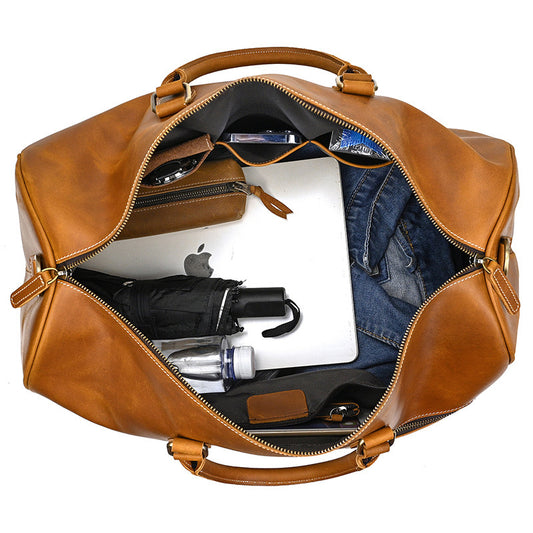 Ladies Retro Leather Travel Bag Large Capacity