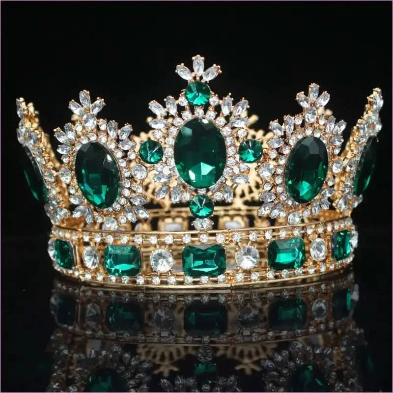 Elegant Crystal Bridal Crown Headpiece with Red Gemstones - Pleasures and Sins