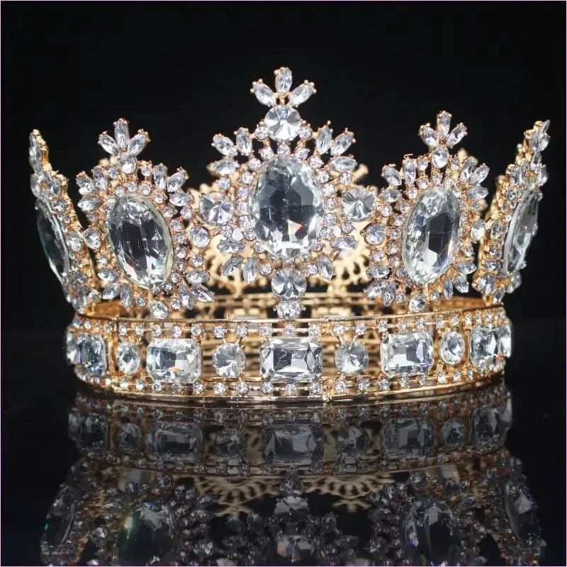 Elegant Crystal Bridal Crown Headpiece with Red Gemstones - Pleasures and Sins