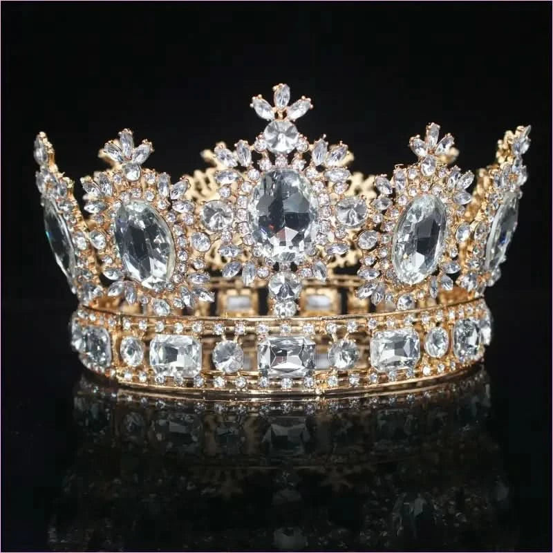 Elegant Crystal Bridal Crown Headpiece with Red Gemstones - Pleasures and Sins