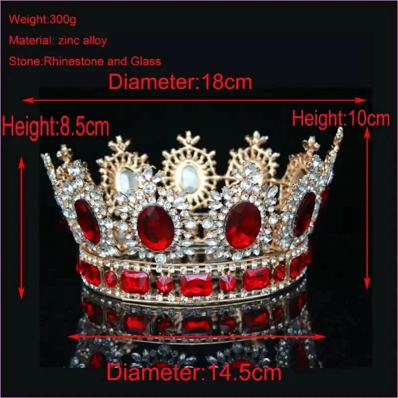 Elegant Crystal Bridal Crown Headpiece with Red Gemstones - Pleasures and Sins