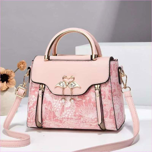 Elegant Ladies Embroidered Handbag with Pearl Swan Details - Pleasures and Sins
