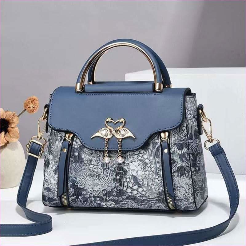Elegant Ladies Embroidered Handbag with Pearl Swan Details - Pleasures and Sins