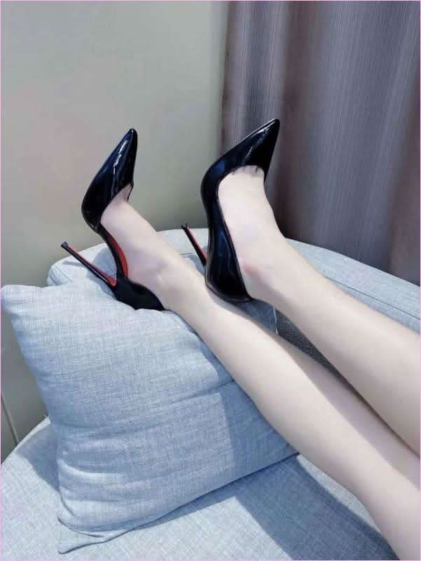 Elegant Side Cut-out High Heel Shoes with Iconic Red Bottoms - Pleasures and Sins