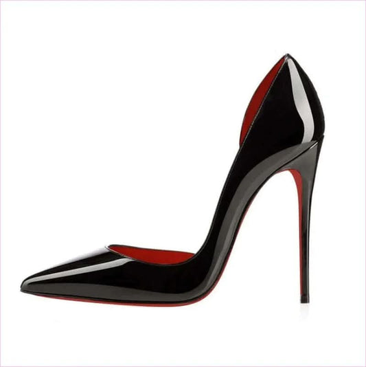 Elegant Side Cut-out High Heel Shoes with Iconic Red Bottoms - Pleasures and Sins