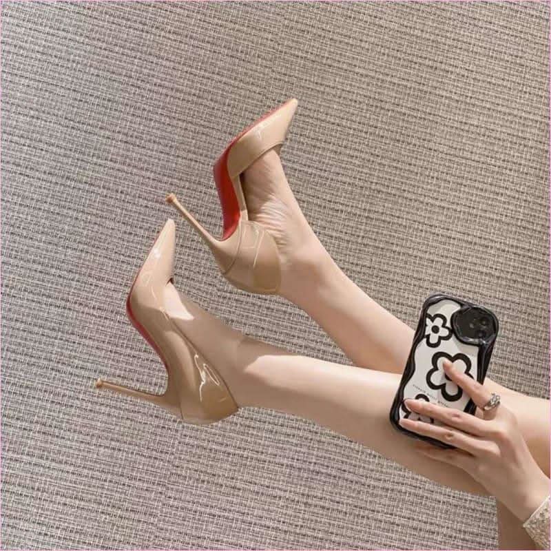Elegant Side Cut-out High Heel Shoes with Iconic Red Bottoms - Pleasures and Sins