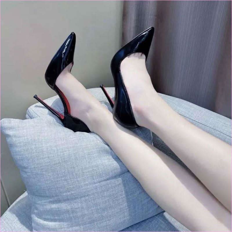 Elegant Side Cut-out High Heel Shoes with Iconic Red Bottoms - Pleasures and Sins