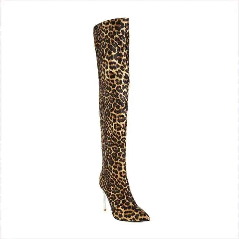 Emerald Green Bright Leather Pointed Toe Stiletto Knee Boots - Pleasures and Sins