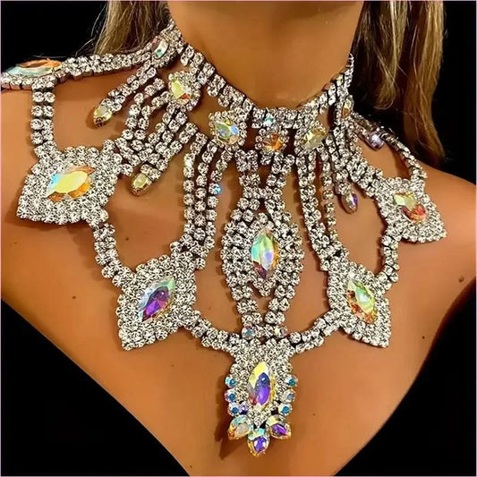 Exaggerated Crystal Large Floral-inspired Luxury Rhinestone Necklace - Pleasures and Sins
