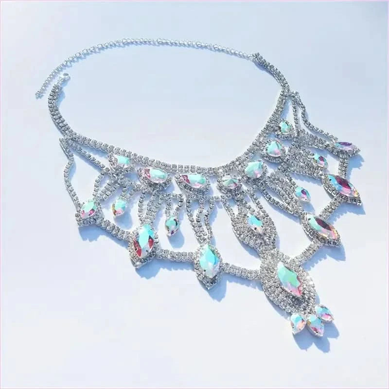 Exaggerated Crystal Large Floral-inspired Luxury Rhinestone Necklace - Pleasures and Sins