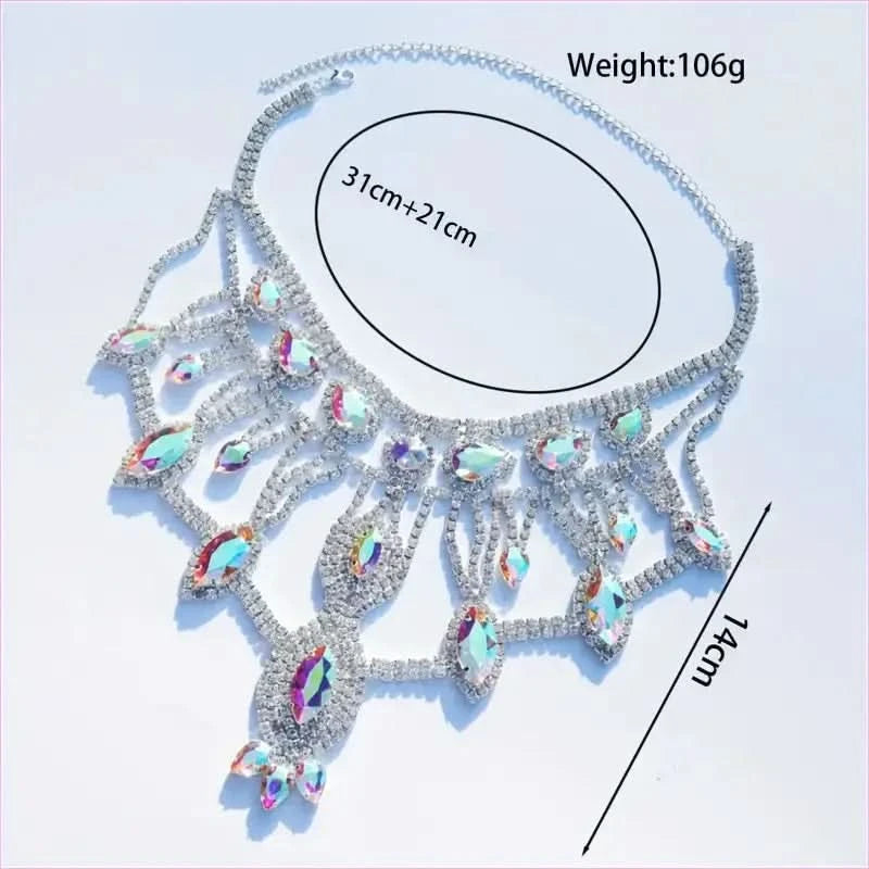 Exaggerated Crystal Large Floral-inspired Luxury Rhinestone Necklace - Pleasures and Sins