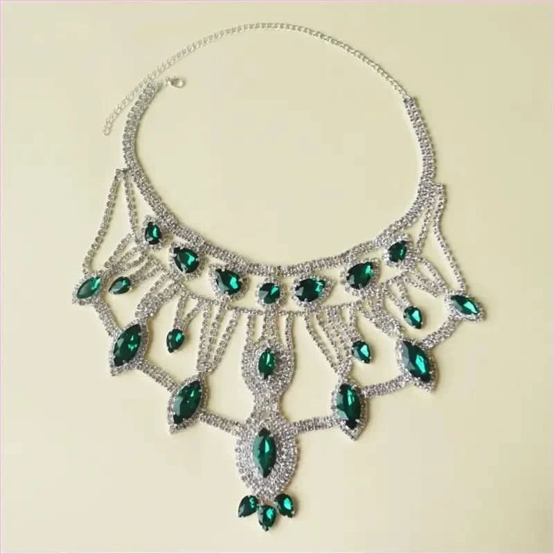Exaggerated Crystal Large Floral-inspired Luxury Rhinestone Necklace - Pleasures and Sins